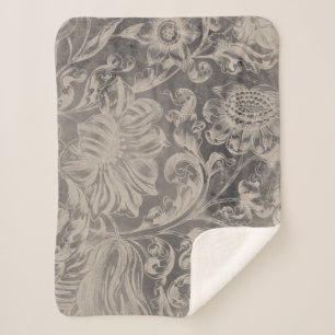 Aged Floral Sherpa Blanket