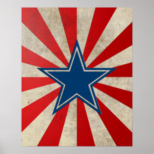 Aged Glory - Red, White and Blue Stars and Stripes Poster