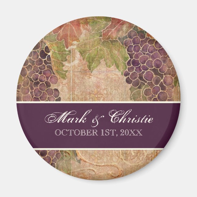 Aged Grape Vineyard Wedding Magnet (Front)