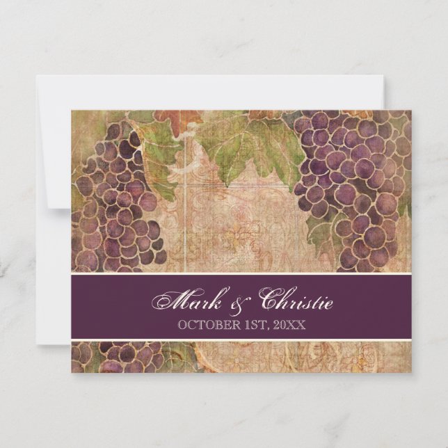 Aged Grape Vineyard Wedding RSVP Response Card (Front)