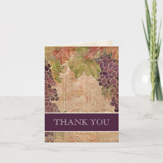 Aged Grape Vineyard Wedding Thank You Notes (Front)