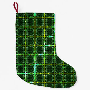 'Aged green chess', yellowish green or chrome grid Small Christmas Stocking