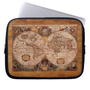 Aged Henricus Hondius' 1630 AD Old World Map Laptop Sleeve