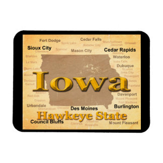 Aged Iowa State Pride Map Silhouette Magnet