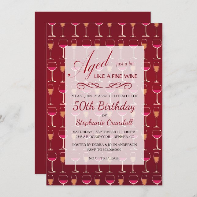 Aged Like Fine Wine Birthday Party Invitation (Front/Back)
