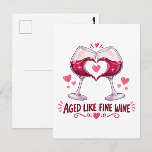 Aged Like Fine Wine Heart Glasses Postcard