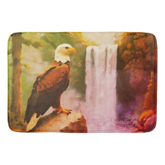 Aged oil pastel of Bald Eagle Bath Mat