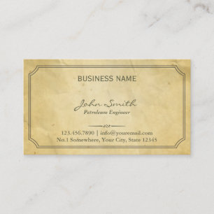 Aged Old Paper Texture Petroleum Engineer Business Card