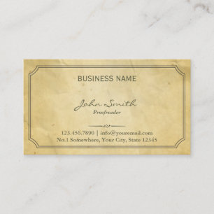Aged Old Paper Texture Proofreading Business Card
