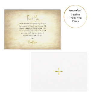 Aged Parchment Orthodox Christian Baptism Thank You Card