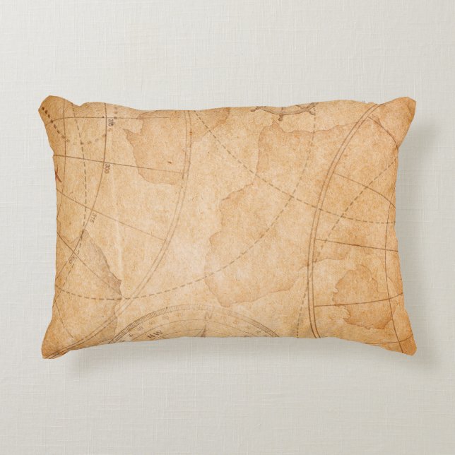 aged pirates treasure map backgroundmap,treasure,v decorative cushion (Front)
