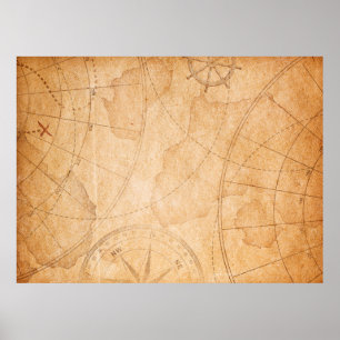 aged pirates treasure map backgroundmap,treasure,v poster