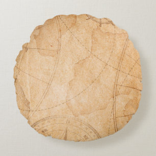 aged pirates treasure map backgroundmap,treasure,v round cushion