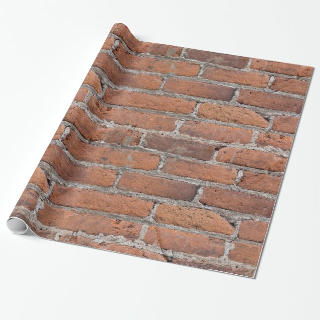 Aged Red Brick Wall Wrapping Paper (Unrolled)