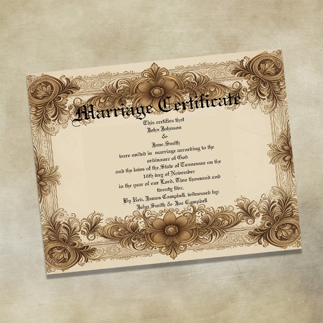 Aged Sepia Vintage  Marriage Certificate Poster (Creator Uploaded)