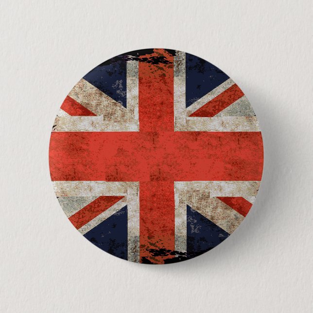 Aged shredded Union Jack 6 Cm Round Badge (Front)
