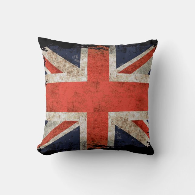 Aged shredded Union Jack Cushion (Front)