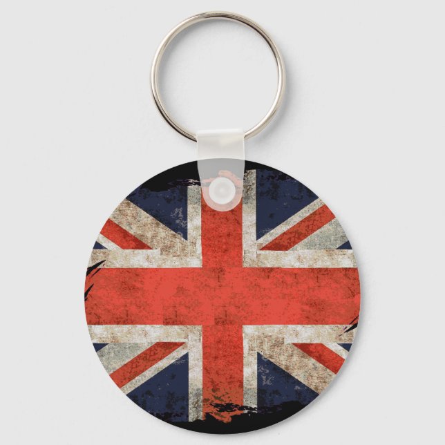Aged shredded Union Jack Key Ring (Front)