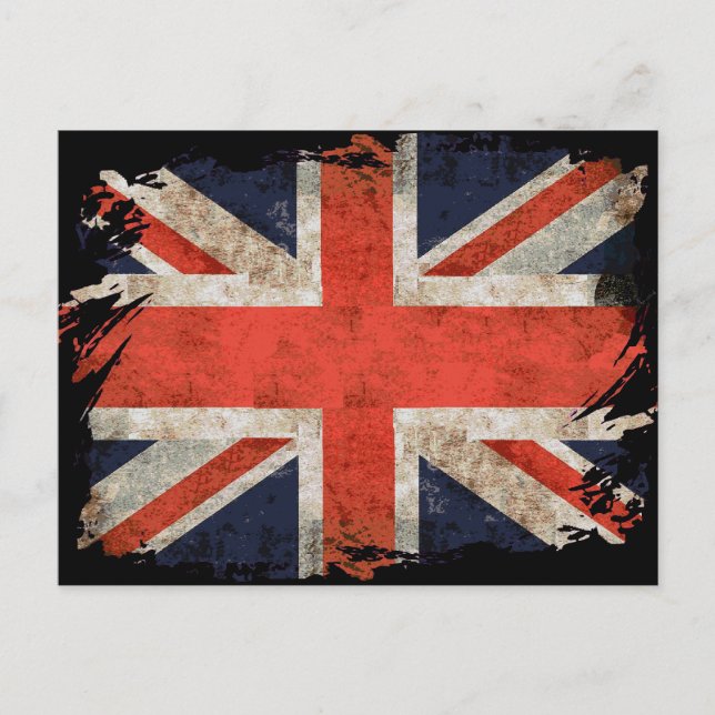 Aged shredded Union Jack Postcard (Front)