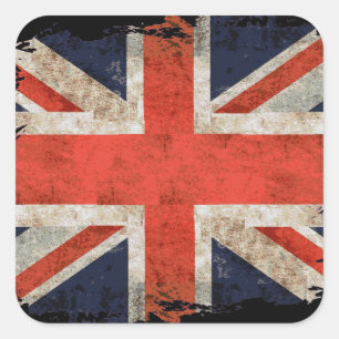 Aged shredded Union Jack Square Sticker