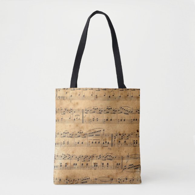 Aged Style Musical Notes with Parchment Background Tote Bag (Front)
