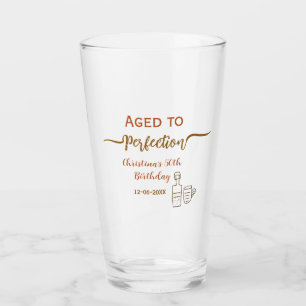 aged to perfection 50th birthday name brown wine glass