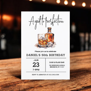 Aged to Perfection 50th Whiskey Birthday Party Invitation