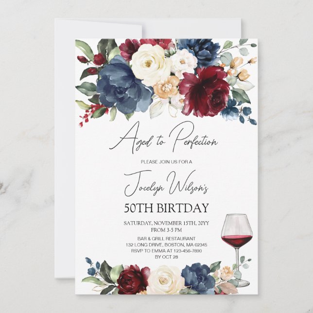 Aged to Perfection Adult Wine Party Birhtday Invitation (Front)