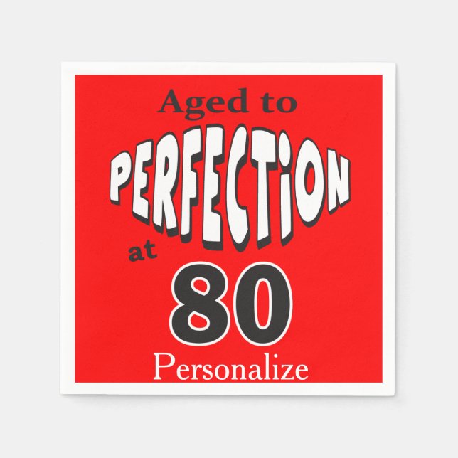 Aged to Perfection at 80  | 80th Birthday Napkin (Front)
