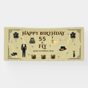 AGED TO PERFECTION Beige Vinyl 6' Men's 55th Party Banner