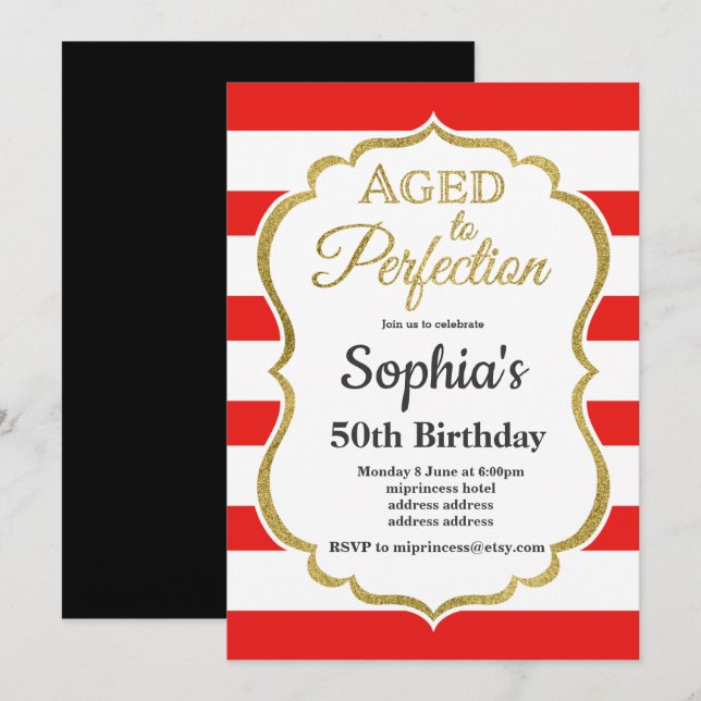 aged to perfection birthday invitation (Front/Back)