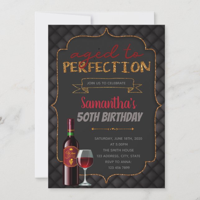 Aged to perfection birthday invitation (Front)
