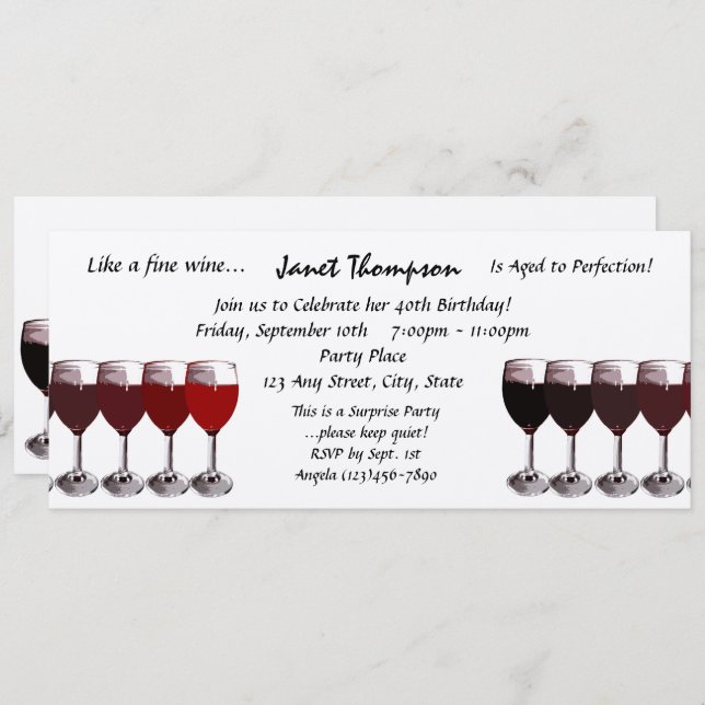 Aged to Perfection/ Birthday Invite (Front/Back)