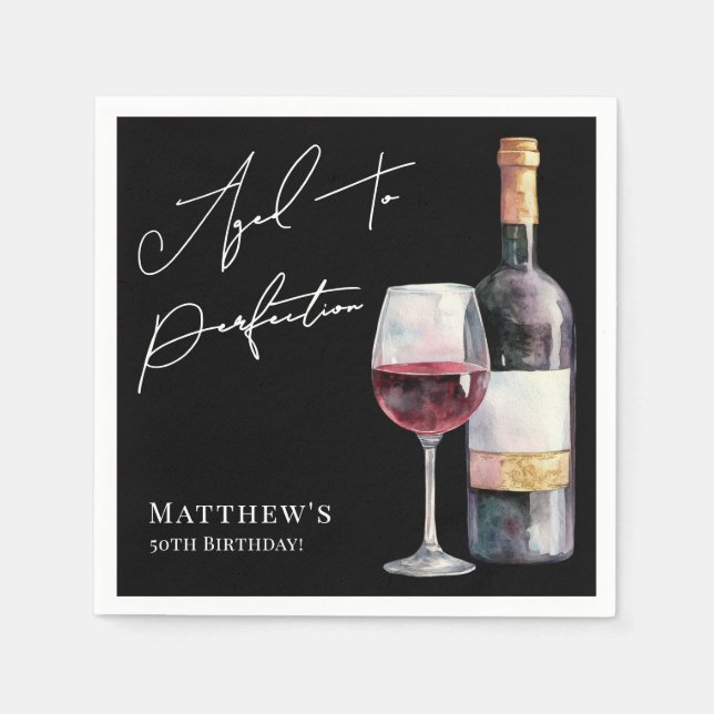 Aged To Perfection Birthday Party Napkin (Front)