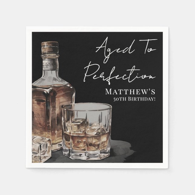 Aged To Perfection Birthday Party Napkin (Front)