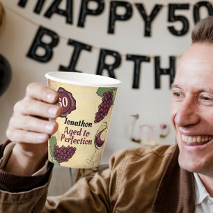 Aged to perfection birthday party wine tasting  paper cups