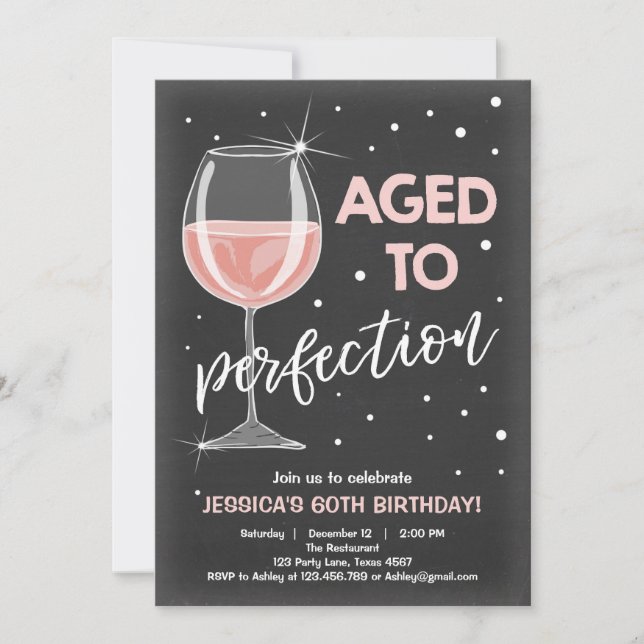 Aged to Perfection Birthday Wine Adult Birthday Invitation (Front)