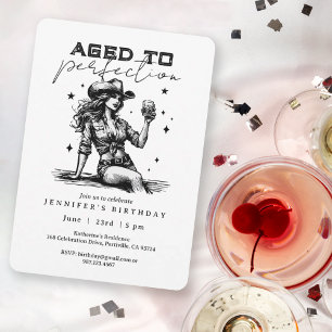 Aged to Perfection Chic Cowgirl Birthday Party  Invitation
