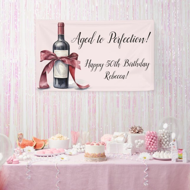 Aged to Perfection Customisable Wine Birthday Banner (Party)