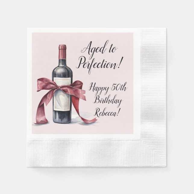Aged to Perfection Customisable Wine Birthday Napkin (Front)