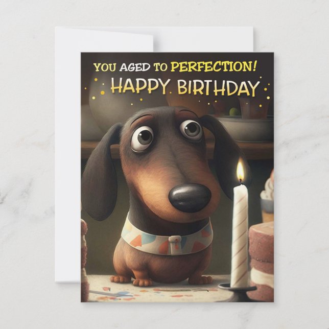 Aged to Perfection Dog Birthday Card (Front)