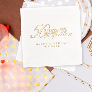 Aged to Perfection Elegant 50th Birthday Party  Foil Napkins