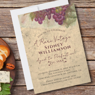 Aged to Perfection Elegant Vineyard Adult Birthday Invitation