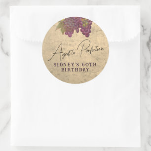 Aged to Perfection Elegant Wine Theme Party Classic Round Sticker