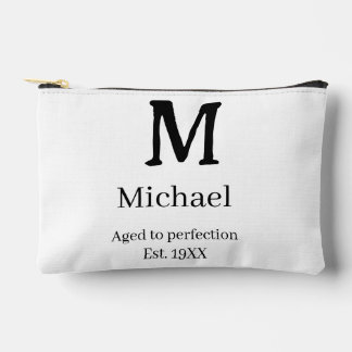 Aged to perfection est. 19XX monogram name letter  Accessory Pouch