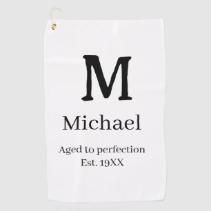 Aged to perfection est. 19XX monogram name letter Golf Towel