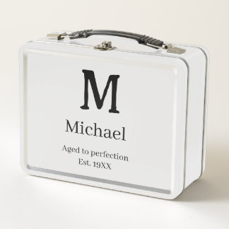 Aged to perfection est. 19XX monogram name letter  Metal Lunch Box
