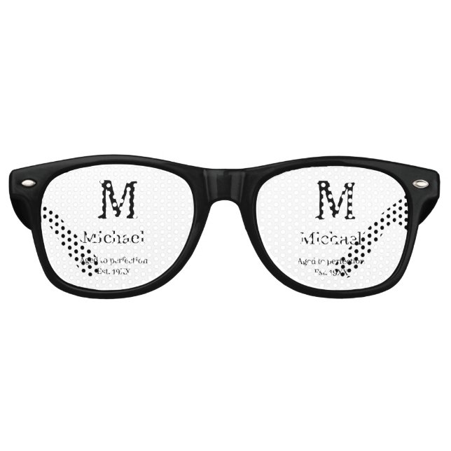 Aged to perfection est. 19XX monogram name letter  Retro Sunglasses (Front)