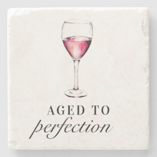 Aged to Perfection Funny Birthday Wine Glass Stone Coaster