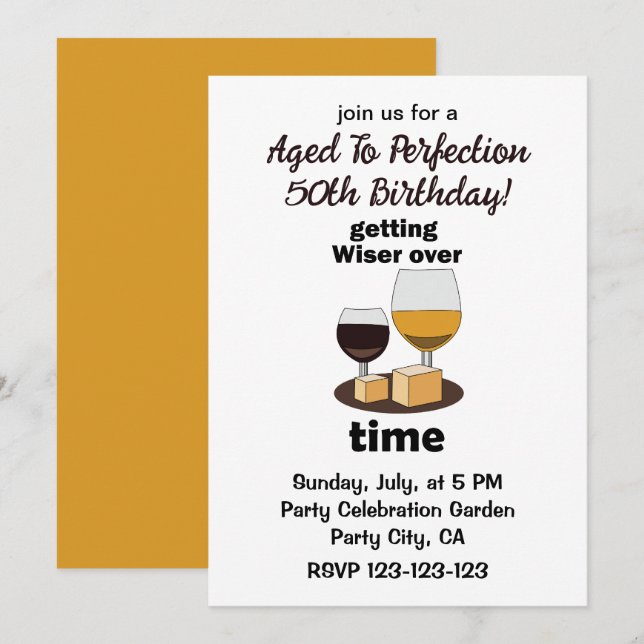 Aged To Perfection Getting Wiser Over Time Party Invitation (Front/Back)